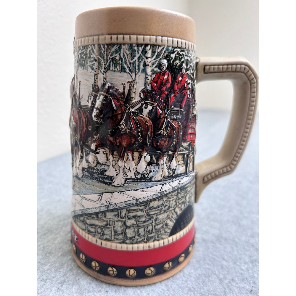 Budweiser 1988 Holiday Beer Stein Clydesdales Country Bridge Collector Series